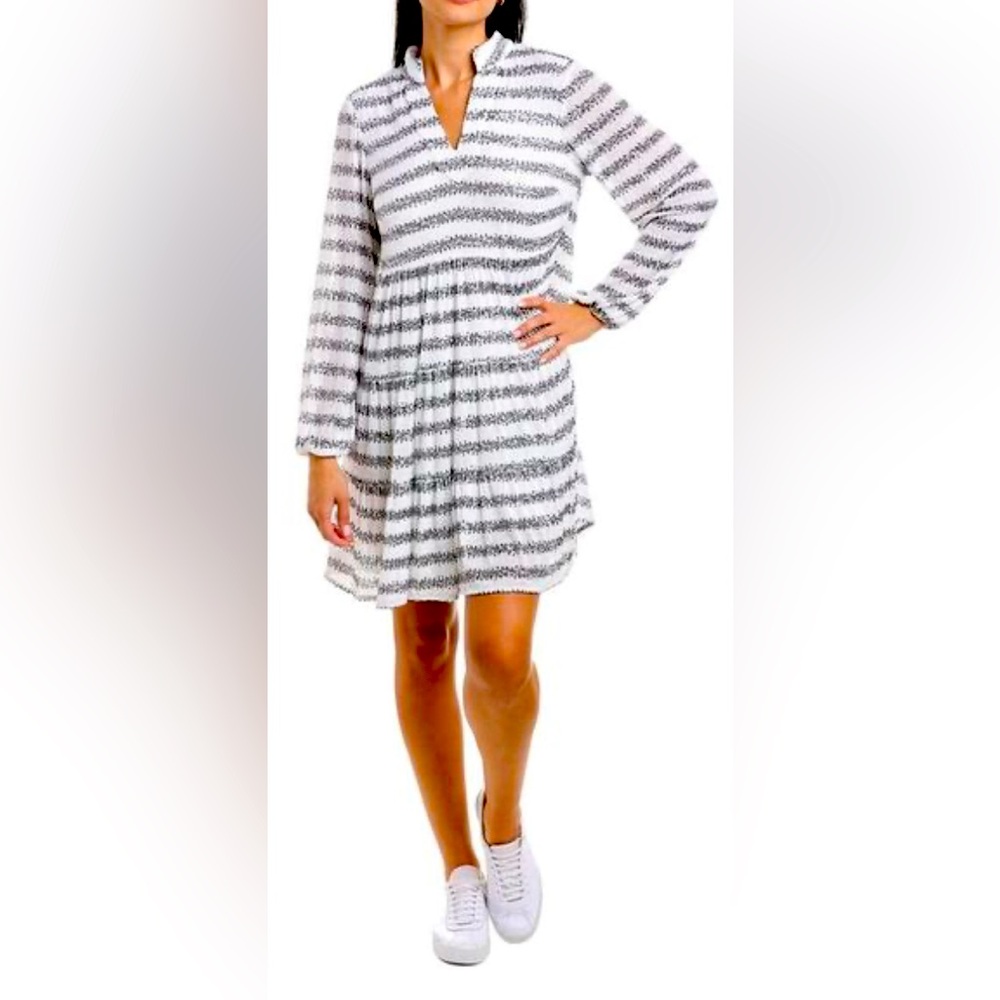 XS NWT Sail to Sable sequin Striped Black and White Dress